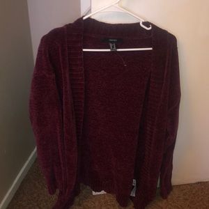 maroon cardigan